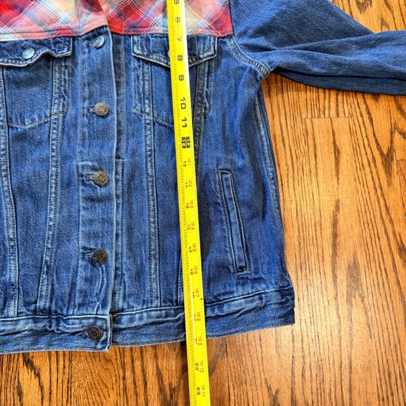 Gap x Pendleton Denim Trucker Jacket Plaid Wool Yoke S Blue Colab Western Spring - Picture 7 of 7